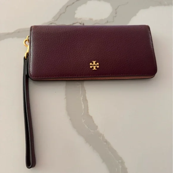 Tory Burch Deep Purple Wristlet with Gold Accent - Picture 1 of 6